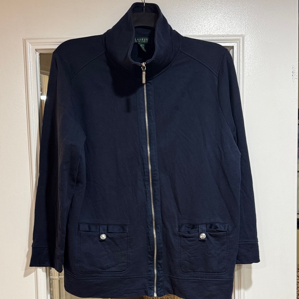 Lauren Ralph Lauren full zip navy blue cotton jacket -size 2X